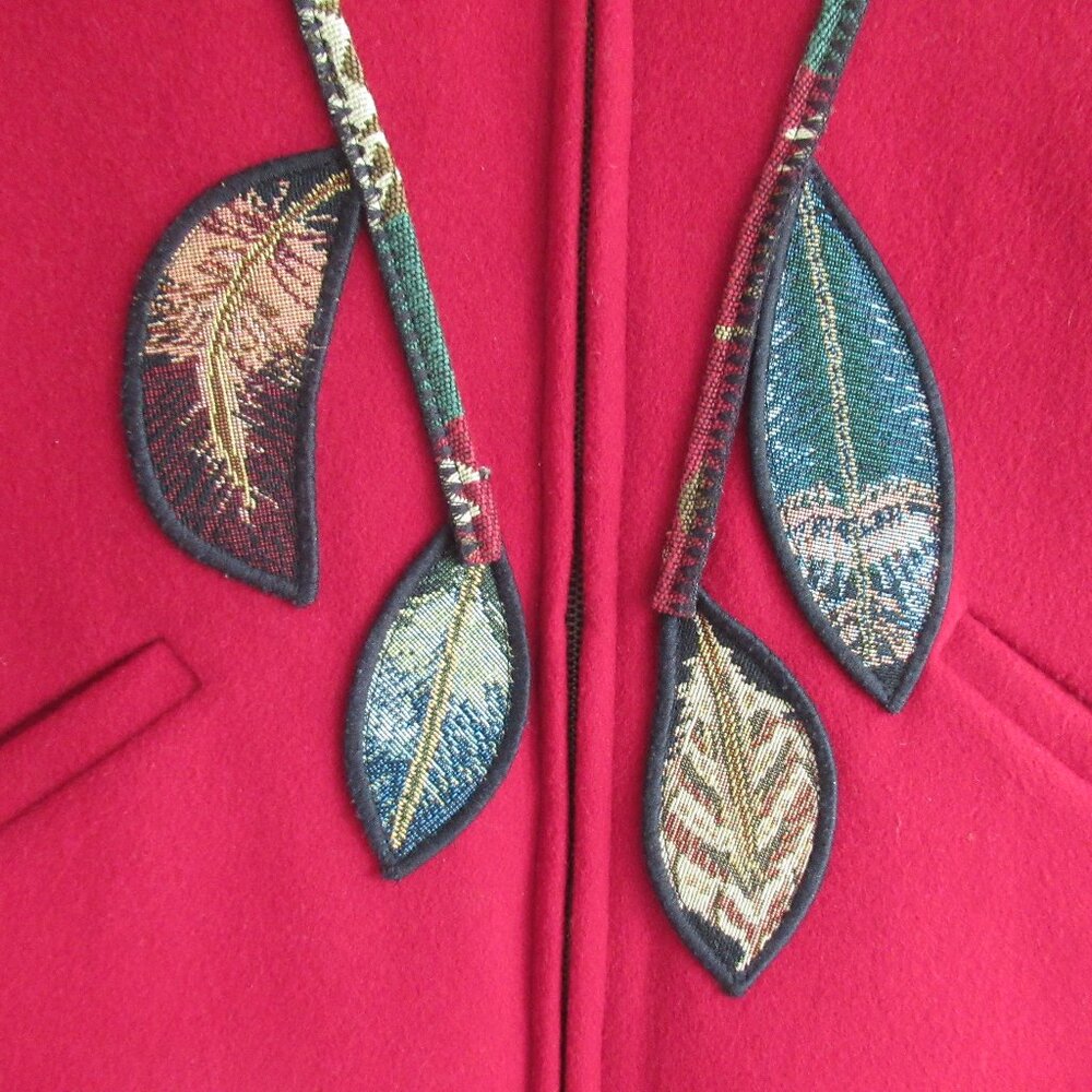 Vintage Coloratura 100% Wool Feather Concho Appliqué Vest Western USA Made M - Picture 4 of 12